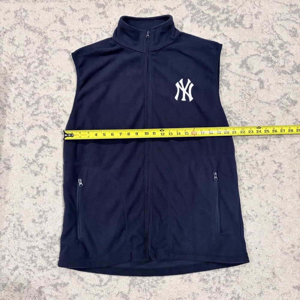NY Yankees Navy Fleece Vest XL Full Zip Minimalist Streetwear Sportswear - Picture 9 of 11